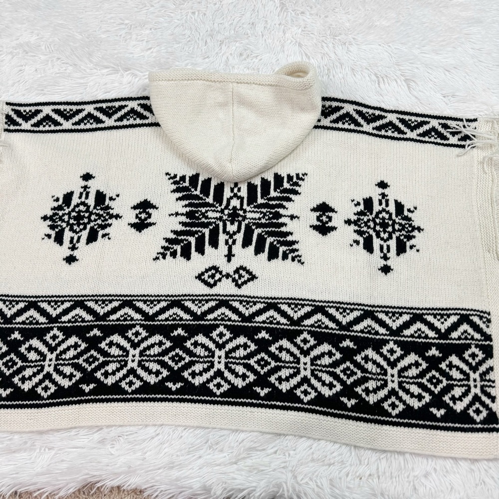 Polo Ralph Lauren girl’s hooded bohomien print sweater poncho alpaca wool blend - Picture 8 of 12